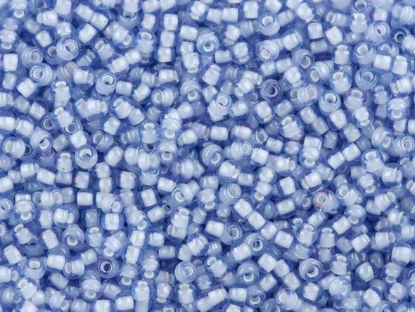 TOHO Glass Seed Bead, Size 11, 2.1mm, Inside-Color Lt Sapphire/White-Lined (Tube)