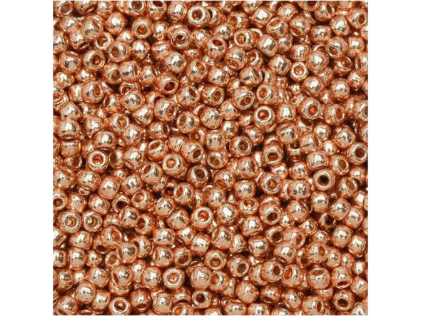 TOHO Glass Seed Bead, Size 11, 2.1mm, PermaFinish - Galvanized Rose Gold (Tube)