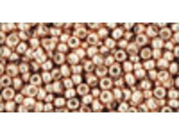 TOHO Glass Seed Bead, Size 11, 2.1mm, PermaFinish - Galvanized Rose Gold (Tube)