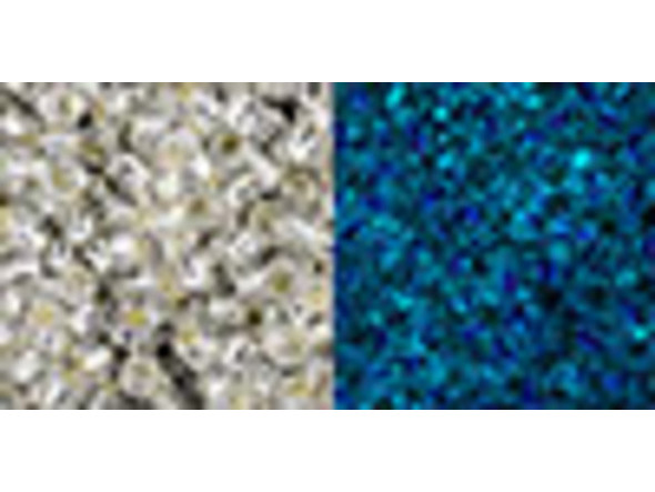 TOHO Glass Seed Bead, Size 11, 2.1mm, Glow In The Dark - Silver-Lined Crystal/Glow Blue (Tube)