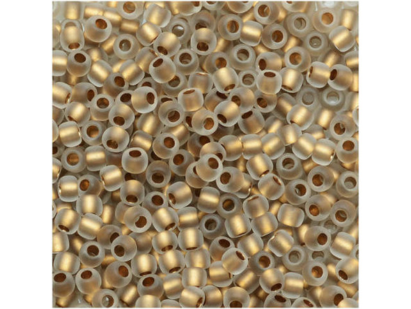 TOHO Glass Seed Bead, Size 11, 2.1mm, Gold-Lined Frosted Crystal (Tube)