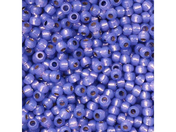 TOHO Glass Seed Bead, Size 11, 2.1mm, PermaFinish - Silver-Lined Milky Sapphire (Tube)