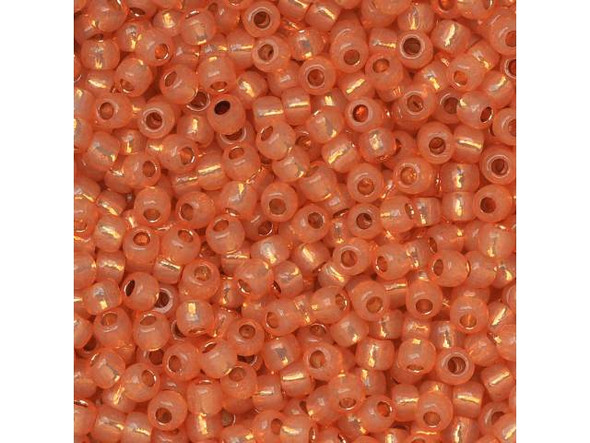 TOHO Glass Seed Bead, Size 11, 2.1mm, PermaFinish - Silver-Lined Milky Grapefruit (Tube)