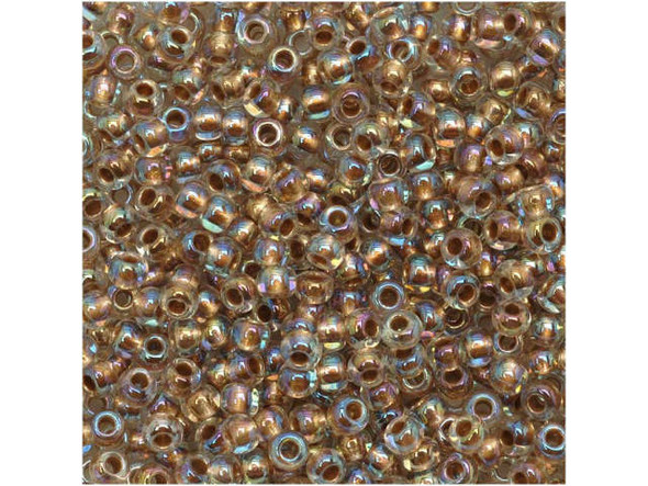 TOHO Glass Seed Bead, Size 11, 2.1mm, Gold-Lined Rainbow Crystal (Tube)