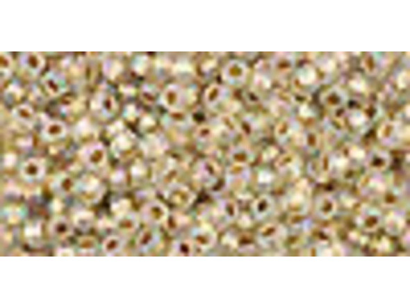 TOHO Glass Seed Bead, Size 11, 2.1mm, Gold-Lined Rainbow Crystal (Tube)