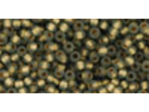 TOHO Glass Seed Bead, Size 11, 2.1mm, Gold-Lined Frosted Black Diamond (Tube)