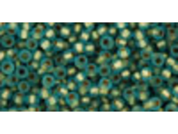TOHO Glass Seed Bead, Size 11, 2.1mm, Gold-Lined Frosted Aqua (Tube)