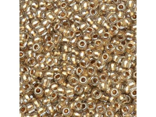 TOHO Glass Seed Bead, Size 11, 2.1mm, Gold-Lined Crystal (Tube)