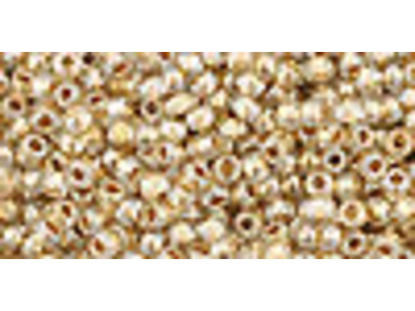 TOHO Glass Seed Bead, Size 11, 2.1mm, Gold-Lined Crystal (Tube)