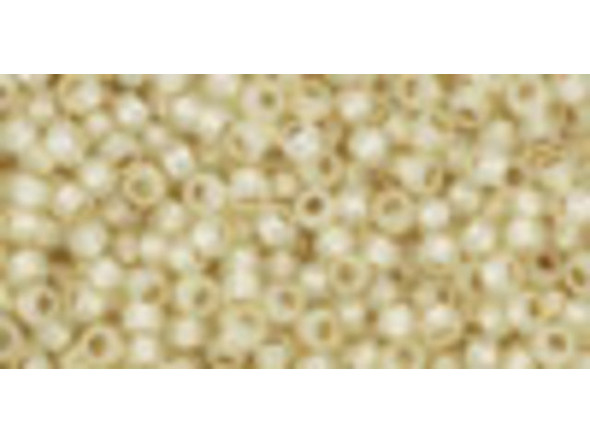 TOHO Glass Seed Bead, Size 11, 2.1mm, PermaFinish - Silver-Lined Milky Jonquil (Tube)