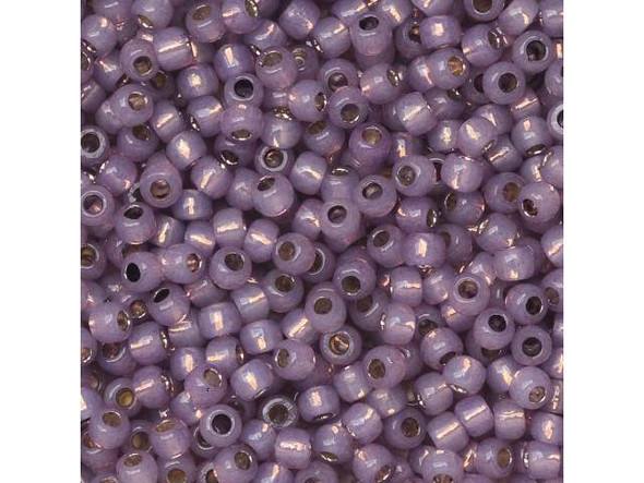 TOHO Glass Seed Bead, Size 11, 2.1mm, PermaFinish - Silver-Lined Milky Amethyst (Tube)