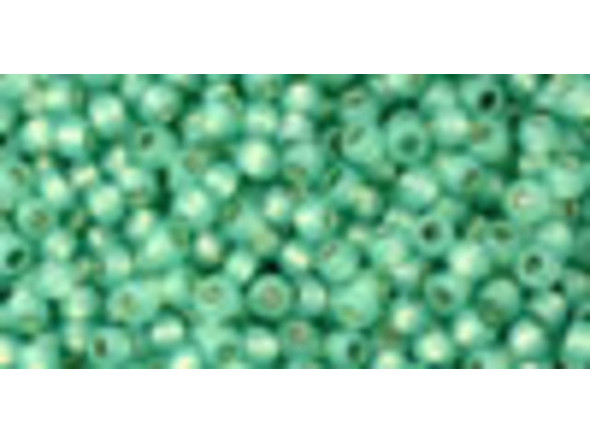 TOHO Glass Seed Bead, Size 11, 2.1mm, PermaFinish - Silver-Lined Milky Dk Peridot (Tube)