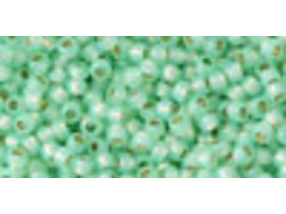 TOHO Glass Seed Bead, Size 11, 2.1mm, PermaFinish - Silver-Lined Milky Lt Peridot (Tube)