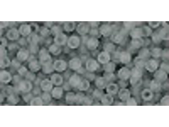 TOHO Glass Seed Bead, Size 11, 2.1mm, Transparent-Frosted Lt Gray (Tube)