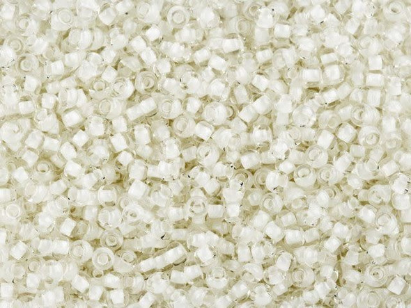 TOHO Glass Seed Bead, Size 11, 2.1mm, Inside-Color Crystal/Snow-Lined (Tube)