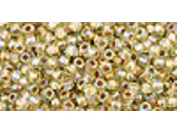 TOHO Glass Seed Bead, Size 11, 2.1mm, Gold-Lined Rainbow Lt Jonquil (Tube)