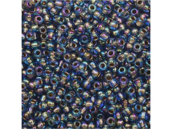 TOHO Glass Seed Bead, Size 11, 2.1mm, Gold-Lined Rainbow Lt Sapphire (Tube)