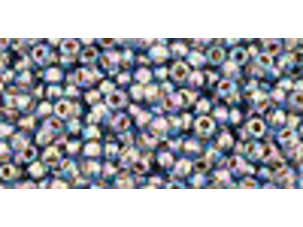 TOHO Glass Seed Bead, Size 11, 2.1mm, Gold-Lined Rainbow Lt Sapphire (Tube)