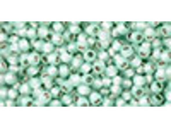TOHO Glass Seed Bead, Size 11, 2.1mm, PermaFinish - Silver-Lined Milky Lt Aqua (Tube)