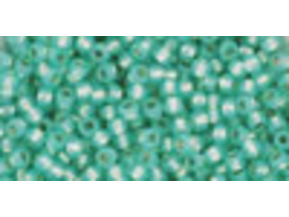 TOHO Glass Seed Bead, Size 11, 2.1mm, PermaFinish - Silver-Lined Milky Peridot (Tube)
