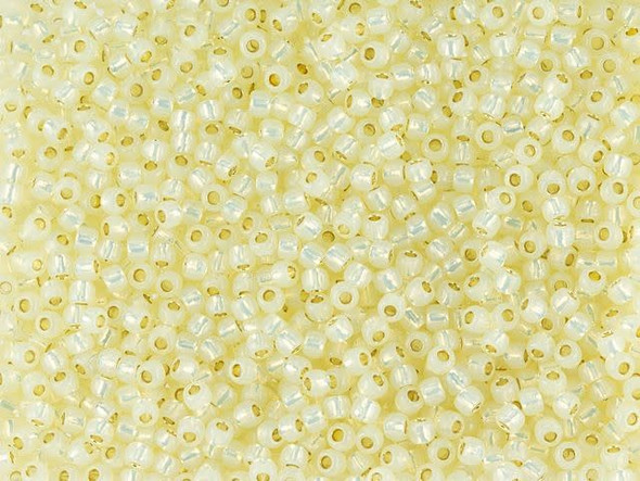 TOHO Glass Seed Bead, Size 11, 2.1mm, PermaFinish - Silver-Lined Milky Lt Jonquil (Tube)