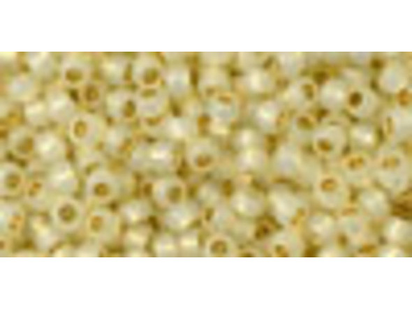 TOHO Glass Seed Bead, Size 11, 2.1mm, PermaFinish - Silver-Lined Milky Lt Jonquil (Tube)