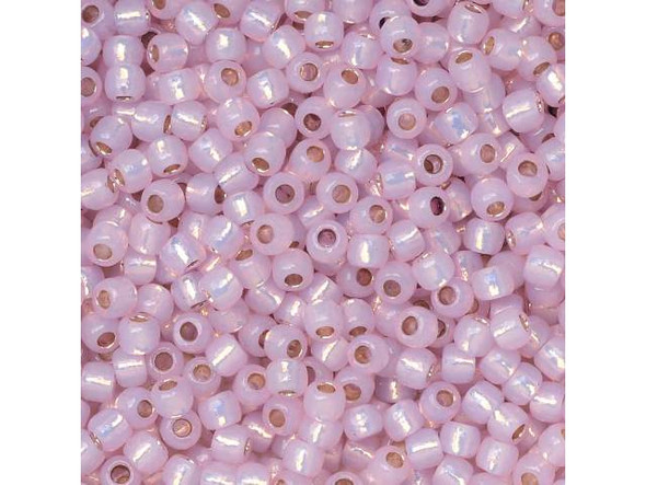 TOHO Glass Seed Bead, Size 11, 2.1mm, PermaFinish - Silver-Lined Milky Lt Amethyst (Tube)
