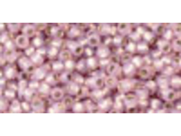 TOHO Glass Seed Bead, Size 11, 2.1mm, PermaFinish - Silver-Lined Milky Lt Amethyst (Tube)