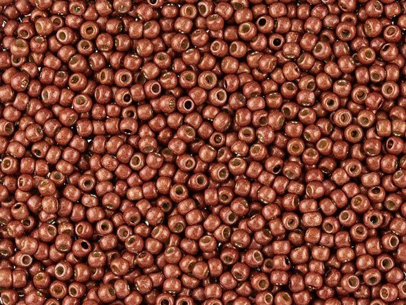 TOHO Glass Seed Bead, Size 11, 2.1mm, PermaFinish - Matte Galvanized Brick Red (Tube)