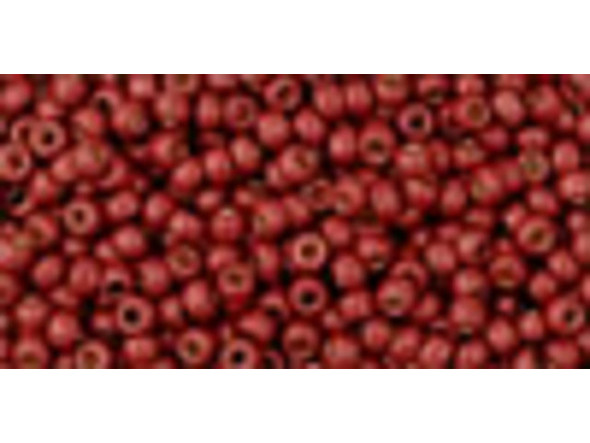 TOHO Glass Seed Bead, Size 11, 2.1mm, PermaFinish - Matte Galvanized Brick Red (Tube)