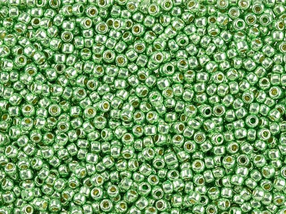 TOHO Glass Seed Bead, Size 11, 2.1mm, PermaFinish - Galvanized Sea Foam (Tube)