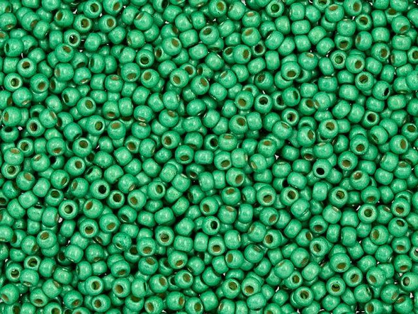 TOHO Glass Seed Bead, Size 11, 2.1mm, Permafinish - Matte Galvanized Spring Green (Tube)