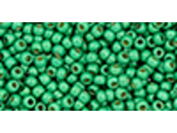 TOHO Glass Seed Bead, Size 11, 2.1mm, Permafinish - Matte Galvanized Spring Green (Tube)