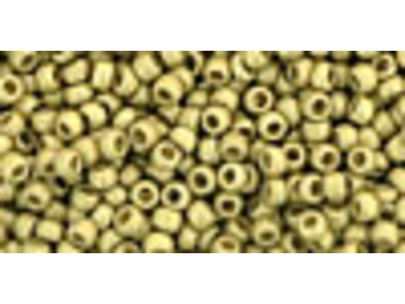 TOHO Glass Seed Bead, Size 11, 2.1mm, PermaFinish - Frosted Galvanized Yellow Gold (Tube)