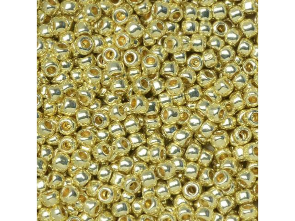 TOHO Glass Seed Bead, Size 11, 2.1mm, PermaFinish - Galvanized Yellow Gold (Tube)