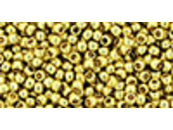 TOHO Glass Seed Bead, Size 11, 2.1mm, PermaFinish - Galvanized Yellow Gold (Tube)