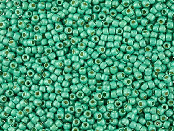 TOHO Glass Seed Bead, Size 11, 2.1mm, PermaFinish - Matte Galvanized Green Teal (Tube)