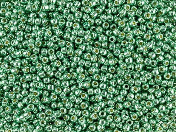 TOHO Glass Seed Bead, Size 11, 2.1mm, Permafinish - Galvanized Jade Green (Tube)