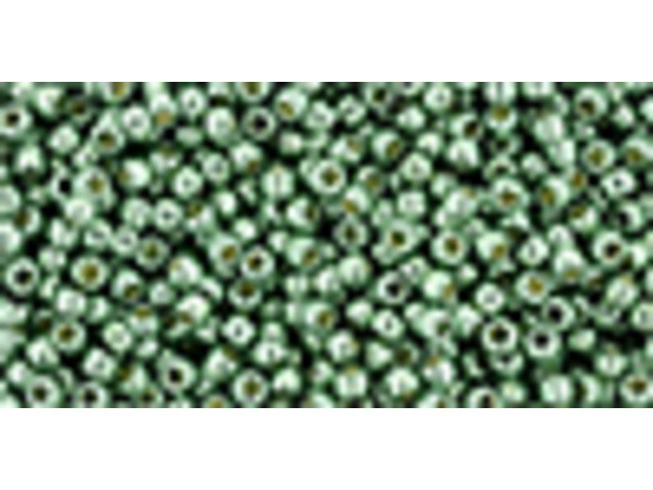 TOHO Glass Seed Bead, Size 11, 2.1mm, Permafinish - Galvanized Jade Green (Tube)