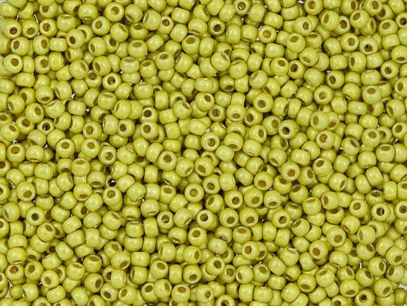 TOHO Glass Seed Bead, Size 11, 2.1mm, Permafinish - Matte Galvanized Lemon Gold (Tube)