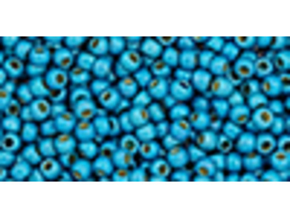 TOHO Glass Seed Bead, Size 11, 2.1mm, Permafinish - Matte Galvanized Aqua Sky (Tube)