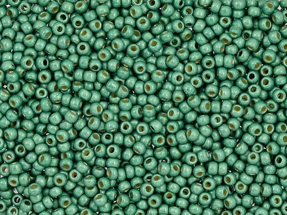 TOHO Glass Seed Bead, Size 11, 2.1mm, Permafinish - Matte Galvanized Jade Green (Tube)