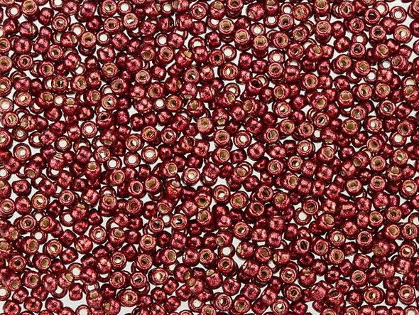 TOHO Glass Seed Bead, Size 11, 2.1mm, PermaFinish - Galvanized Brick Red (Tube)