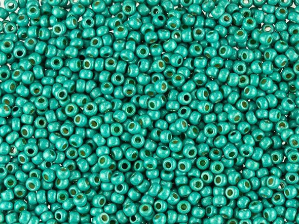 TOHO Glass Seed Bead, Size 11, 2.1mm, PermaFinish - Frosted Galvanized Turquoise (Tube)
