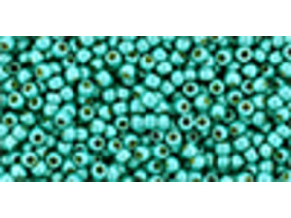 TOHO Glass Seed Bead, Size 11, 2.1mm, PermaFinish - Frosted Galvanized Turquoise (Tube)