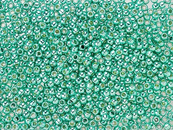 TOHO Glass Seed Bead, Size 11, 2.1mm, PermaFinish - Galvanized Green Teal (Tube)