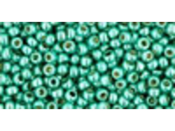 TOHO Glass Seed Bead, Size 11, 2.1mm, PermaFinish - Galvanized Green Teal (Tube)