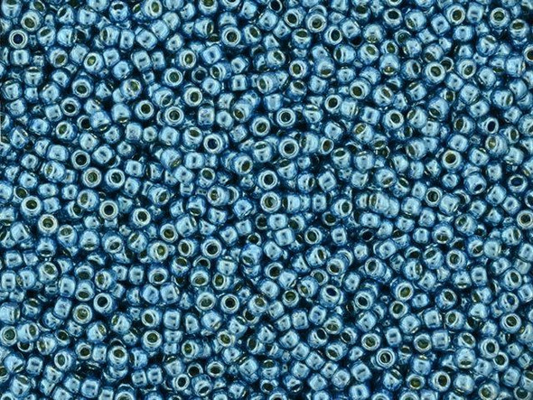 TOHO Glass Seed Bead, Size 11, 2.1mm, Permafinish - Galvanized Aqua Sky (Tube)