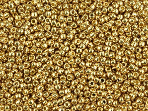 TOHO Glass Seed Bead, Size 11, 2.1mm, Permafinish - Galvanized Golden Fleece (Tube)