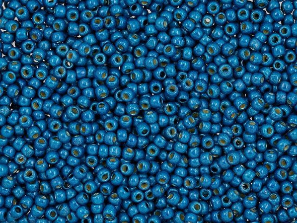 TOHO Glass Seed Bead, Size 11, 2.1mm, Permafinish - Matte Galvanized Turkish Blue (Tube)